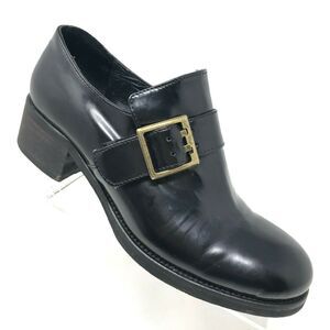 Vintage Black Patent Leather Loafers Women's 6 Chunky‎ Heel Punk Retro 90s Eden